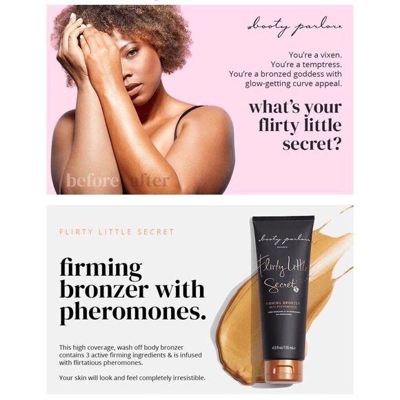 Booty Parlor Flirty Little Secret Firming Bronzer Lotion W/ Pheromones 4.5oz NEW - Picture 12 of 14